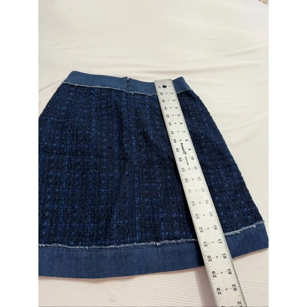 Kate Spade Blue Denim Tweed Mini Skirt Size 0 New